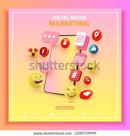 Digital marketing 3d render illustration. Social Media Marketing, Promotion and Internet advertising concept. 3d vector illustration