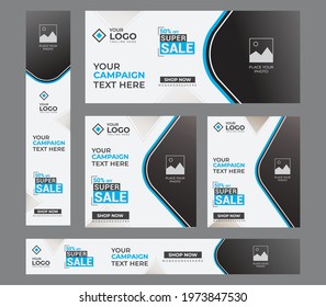 Digital marketing abstract and modern google ad banner set template premium vector for special offer fashion sale.