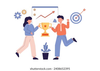 Digital Marketing Achievement Concept Illustration