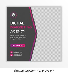 Digital Marketing Ads. Template social media post for ad. Modern design with gradient color