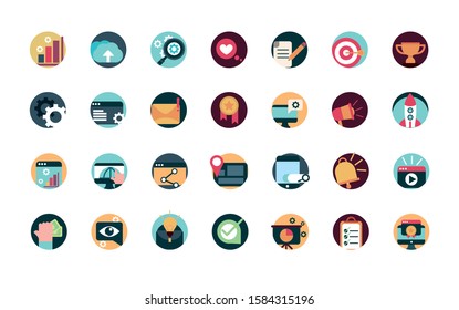 digital marketing advertising media icons set vector illustration