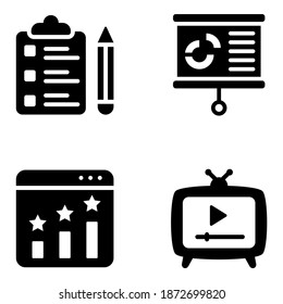 Digital Marketing and Advertising Solid Icons Set