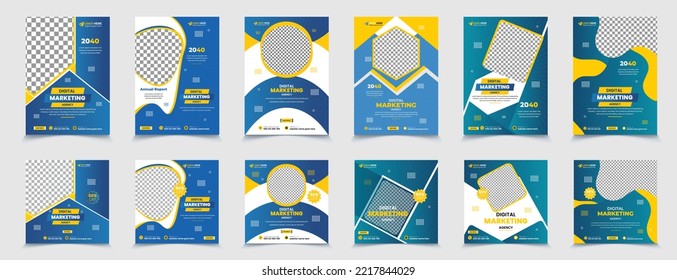 Digital marketing agency A4 paper size book cover design , square social media ,web post banner template design