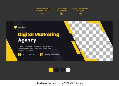 Digital Marketing Agency Banner for Company of Agency Business. Isolated on gray background editable mockup image. 