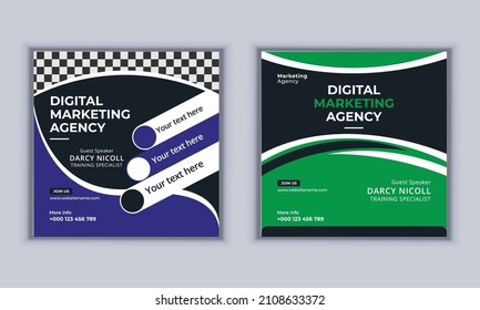 Digital Marketing Agency Banner Design. Social Media Post Design. Business Banner Design. Modern Layout Template. 2 Page Banner Design