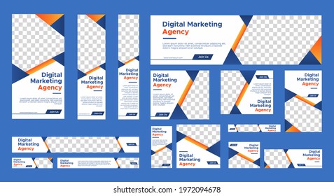 Digital marketing agency banner template with standard size for web promotion ads.