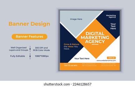 Digital marketing agency business banner design modern layout vector template