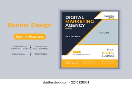 Digital marketing agency business banner design modern layout vector template