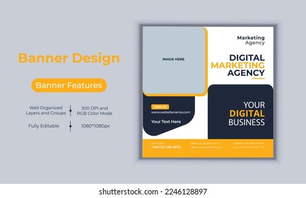 Digital marketing agency business banner design modern layout vector template