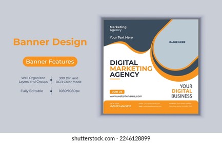 Digital marketing agency business banner design modern layout vector template