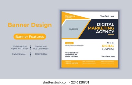 Digital marketing agency business banner design modern layout vector template