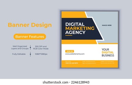 Digital marketing agency business banner design modern layout vector template