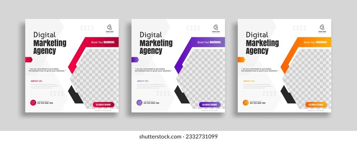 Digital marketing agency business promotion social media post template.