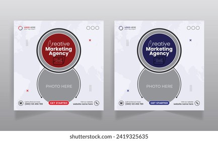 Digital marketing agency business promotion social media post and square web banner template