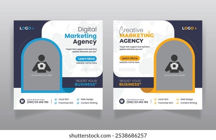 Digital marketing agency business promotion social media post design and square web banner template