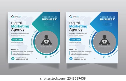 Agência de marketing digital promoção de negócios mídia social pós design e quadrado web banner template