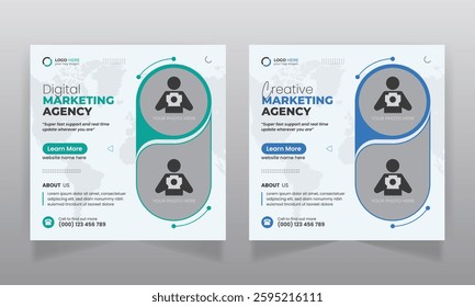 Digital marketing agency business promotion social media post design and square web banner template