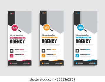 Design de banner de roll-up comercial da Agência de Marketing Digital