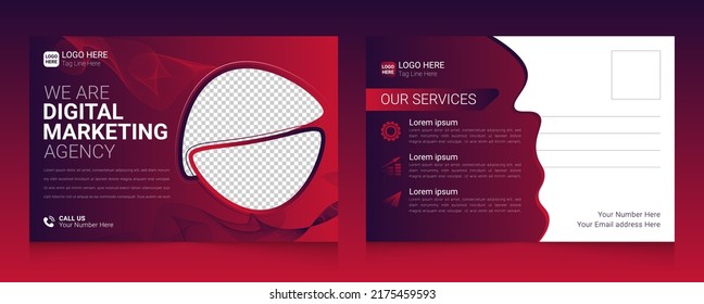 Digital marketing agency colorful postcard template design