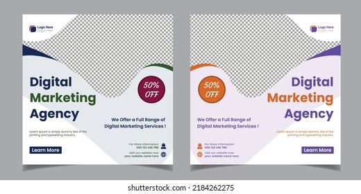 Digital Marketing Agency Corporate Business Square Flyer Social Media Post Banner Design Template
