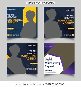 Digital marketing agency corporate business social media post set template