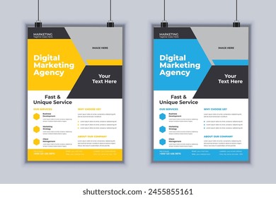 Digital marketing agency corporate business flyer design vector template