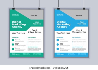 Digital marketing agency corporate business flyer design vector template