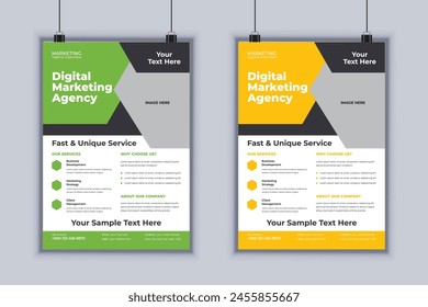 Digital marketing agency corporate business flyer design vector template