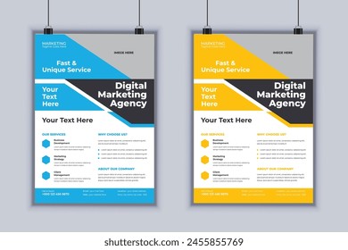 Digital marketing agency corporate business flyer design vector template