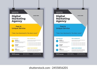 Digital marketing agency corporate business flyer design vector template