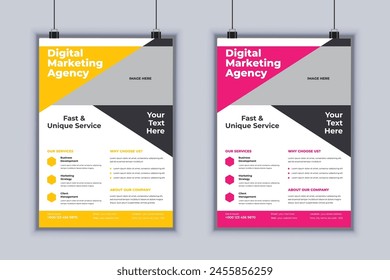 Digital marketing agency corporate business flyer design vector template