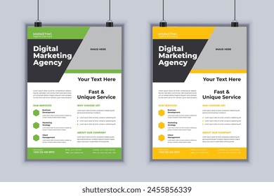 Digital marketing agency corporate business flyer design vector template