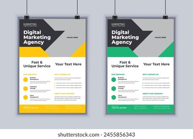 Digital marketing agency corporate business flyer design vector template