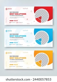 Digital marketing agency and corporate facebook cover or web banner bundle set template