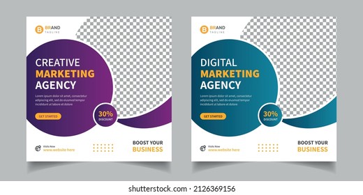 Digital marketing agency and corporate social media post vector template