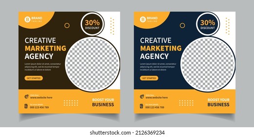 Digital marketing agency and corporate social media post vector template