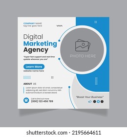 Digital marketing agency corporate social media banner, web banner template, square flyer design