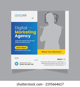 Digital marketing agency corporate social media banner, web banner template, square flyer design