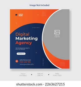 Digital marketing agency and corporate social media post template. Live webinar promotion social media post banner template.