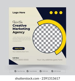 Digital marketing agency and corporate social media banner and post design template. Instagram screen social media and social network interface template.