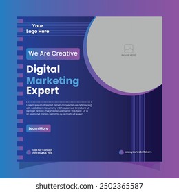 Digital marketing agency and corporate social media post or square web banner template