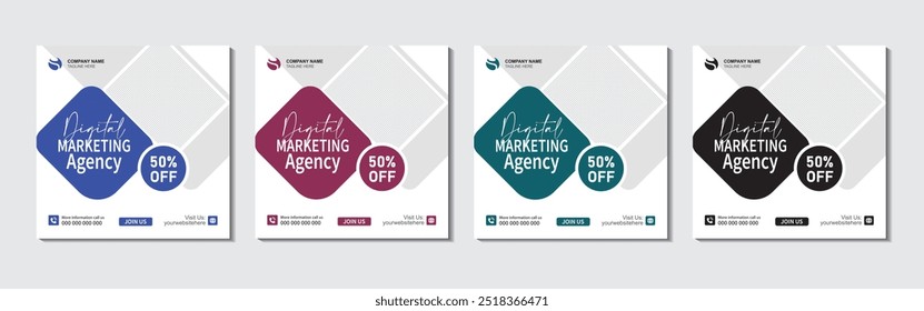 Digital marketing agency and corporate social media post or Instagram post template