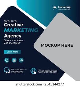 Digital marketing agency and corporate social media post or square web banner template
