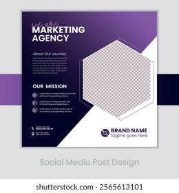 Digital marketing agency and corporate social media post or square web banner template