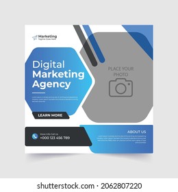  Digital Marketing Agency Creative and Corporate Business Social Media Post Template banner design, Square Flyer Template with Editable web Banner