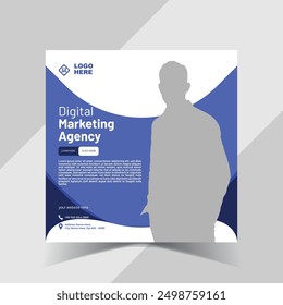 Digital marketing agency creative and corporate social media post design template that says grow your business on it