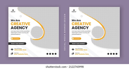 Digital marketing agency expert and corporate business flyer modern square social media post banner template