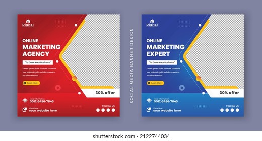 Digital-Marketing-Agentur Experte und Corporate Business-Flyer Moderne quadratische Social-Media-Post-Banner-Vorlage