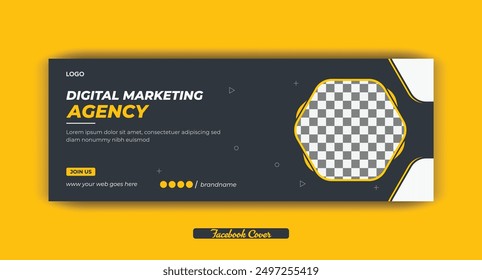 Digital marketing agency Facebook cover photo design with creative shape or web banner for digital marketing business