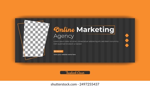 Digital marketing agency Facebook cover photo design with creative shape or web banner for digital marketing business